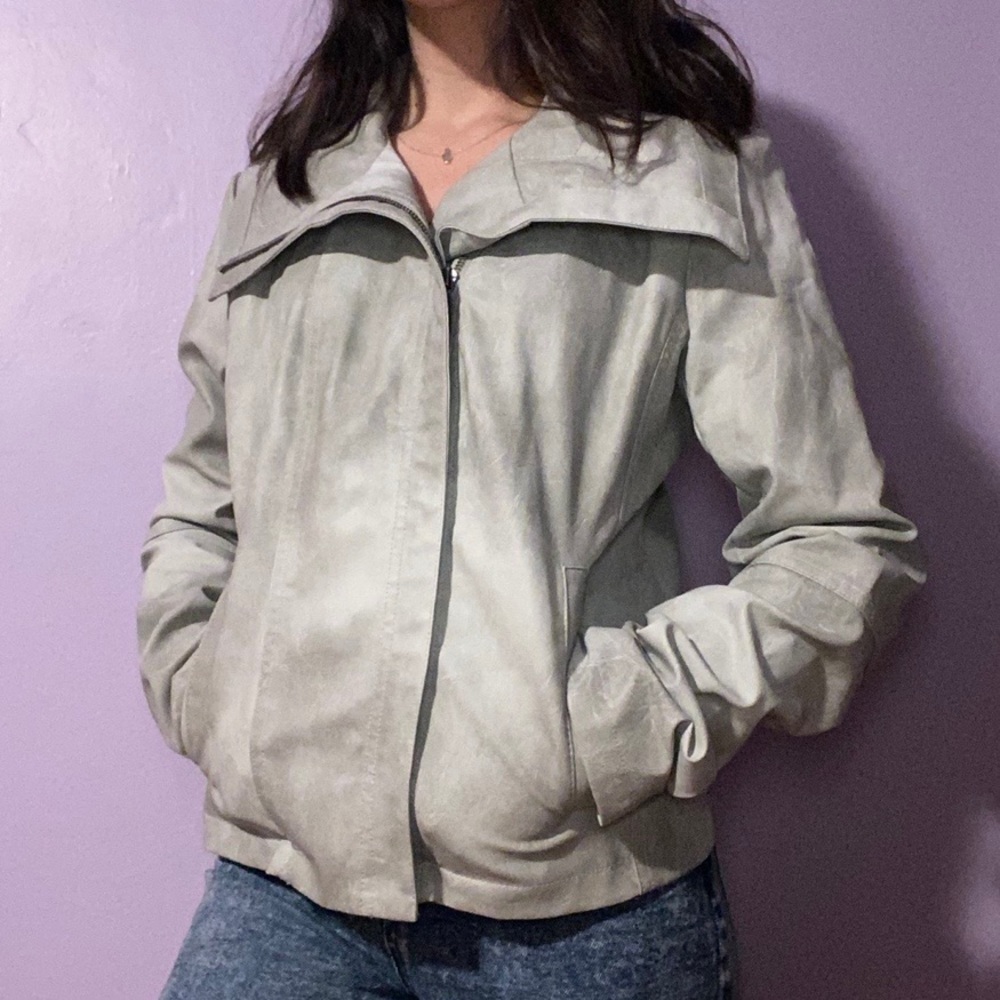 CollectionB Gray Leather Jacket